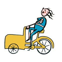 Person auf Cargo bike