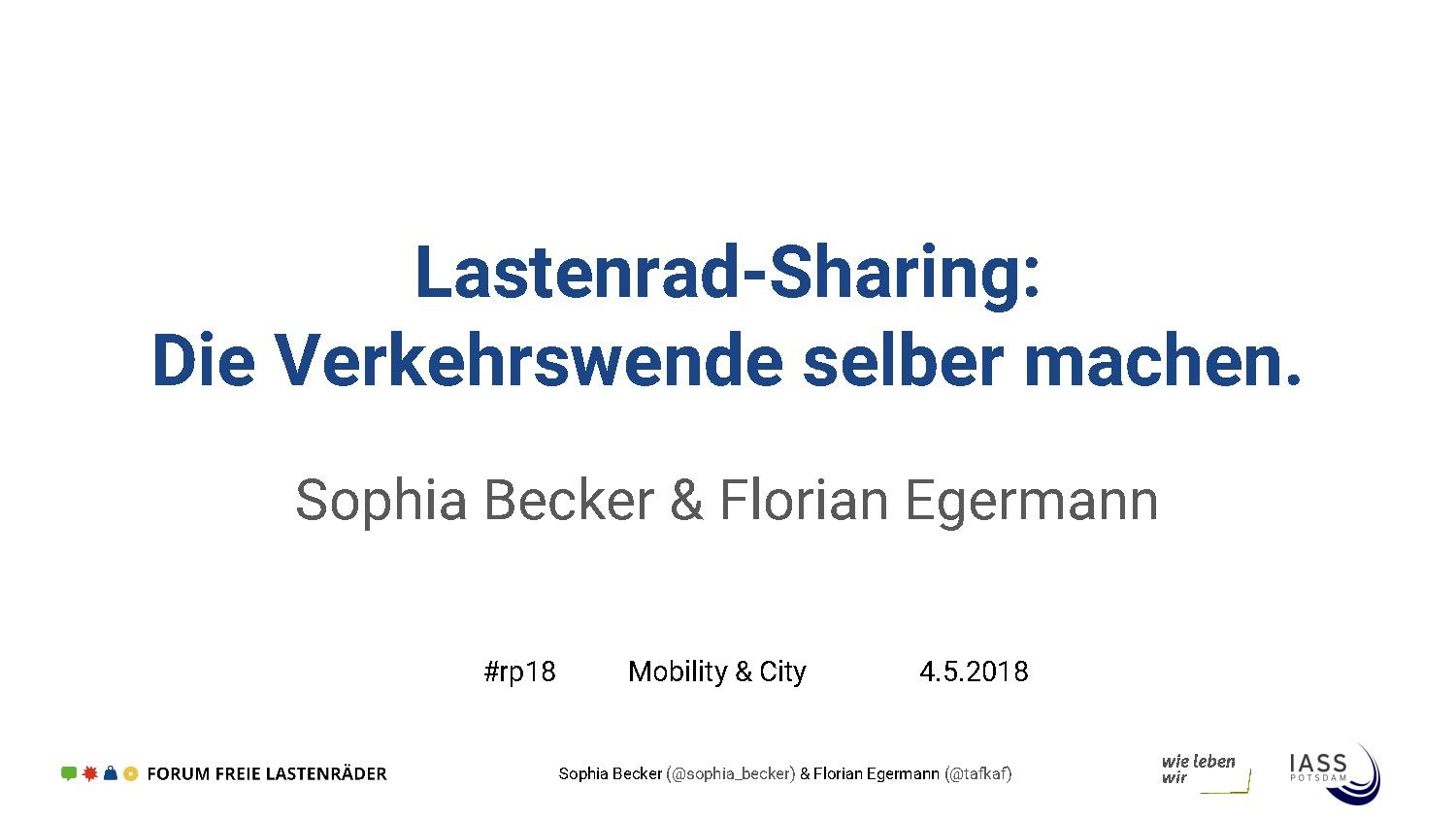 "Becker+Egermann Lastenrad-Sharing Verkehrswende selber machen"
