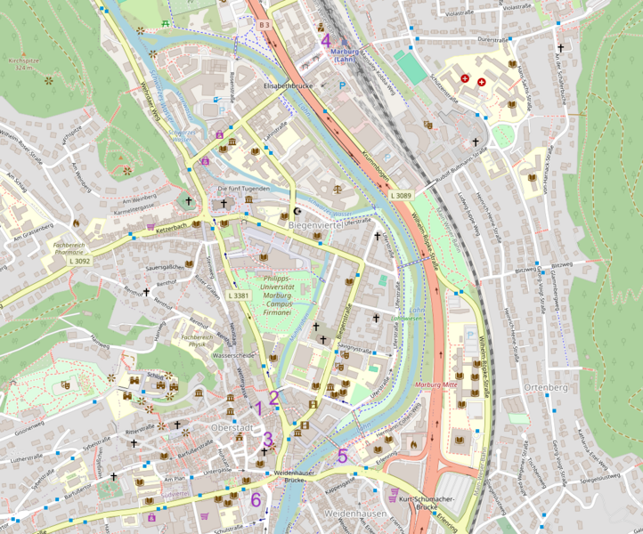 Datei:Stadtplan Marburg mit Markierungen.png
